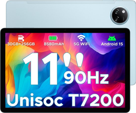DOOGEE Tab A9 Pro+ - Tablet - 30GB RAM (6GB+24GB) - 128GB ROM（TB/TF）- 11Inth 90Hz HD+ - 8580mAh - Android 15 - Unisoc T7200 - Dual Speakers - Blauw van DOOGEE