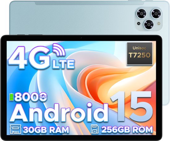 Doogee Tab G6-Android 15 Tablet-11 inth +90Hz - 4G LTE -6GB RAM+256 GB ROM (2TB TF) - Dubbele luidsprekers -8000 mAh- T7250 octa-core - 5G WiFi - BT5.0- Blauw van Merkloos