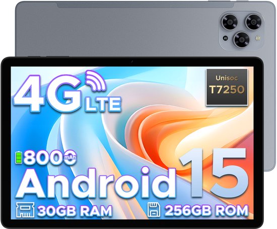 Doogee Tab G6-Android 15 Tablet-11 inth +90Hz - 4G LTE -6GB RAM+256 GB ROM (2TB TF) - Dubbele luidsprekers -8000 mAh- T7250 octa-core - 5G WiFi - BT5.0- Grijs van Merkloos