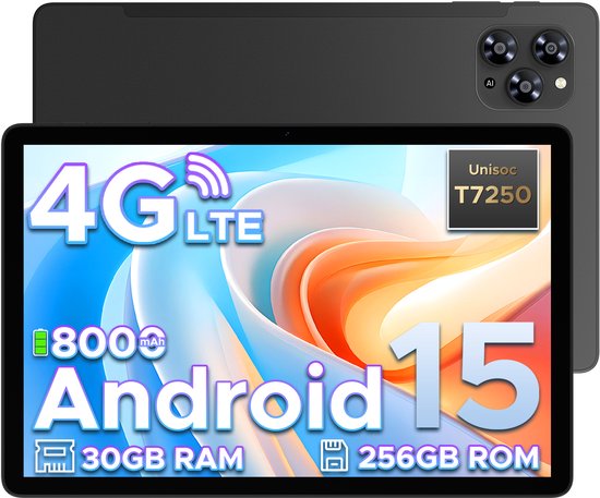 Doogee Tab G6-Android 15 Tablet-11 inth +90Hz - 4G LTE -6GB RAM+256 GB ROM (2TB TF) - Dubbele luidsprekers -8000 mAh- T7250 octa-core - 5G WiFi - BT5.0- Zwart van Merkloos