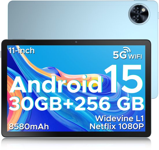 DOOGEE TAB U11 Pro - Tablet - Tablette - 30GB RAM + 256GB ROM(2TB/TF) - 8580 mAh - 11 Inch 1080P 90 Hz - Dubbele luidspreker - T7200 Octa Core - 13MP Camera - 5G WIFI - Face ID - 7.9 mm Metallic Body - Blauw van Merkloos