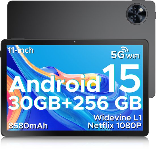 DOOGEE TAB U11 Pro - Tablet - Tablette - 30GB RAM + 256GB ROM(2TB/TF) - 8580 mAh - 11 Inch 1080P 90 Hz - Dubbele luidspreker - T7200 Octa Core - 13MP Camera - 5G WIFI - Face ID - 7.9 mm Metallic Body - Zwart van Merkloos
