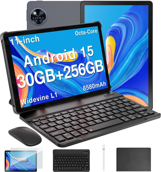 DOOGEE Tablet U11 Pro VIP - Tablette - 30GB RAM + 256GB ROM - 8580 mAh - 11 Inch 1080P 90 Hz - T7200 Octa Core - 13MP Camera - 5G WIFI - Face ID - 7.9 mm Metallic Body - Grijs van Merkloos