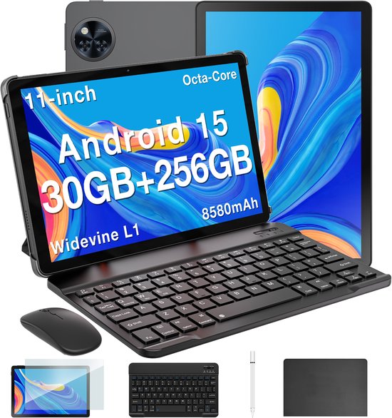 DOOGEE Tablet U11 Pro VIP - Tablette - 30GB RAM + 256GB ROM - 8580 mAh - 11 Inch 1080P 90 Hz - T7200 Octa Core - 13MP Camera - 5G WIFI - Face ID - 7.9 mm Metallic Body - Zwart van Merkloos