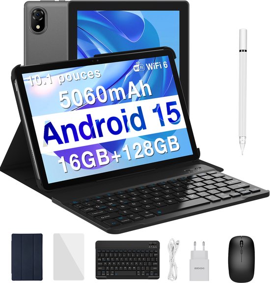 Doogee U10 - Tablet - 16GB RAM+ 128GB ROM (2TB TF) - 10,1 inch - Face ID - 5060 mAh - Android 15.0 - WiFi 6 - Met toetsenbord Mouse - Grijs van Merkloos