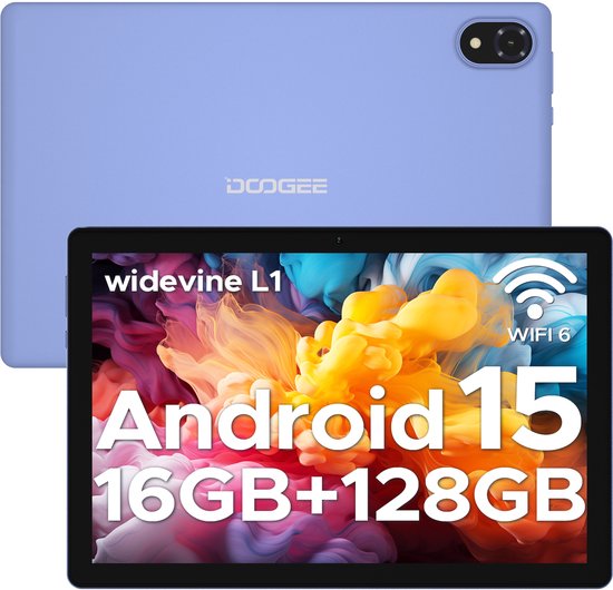 Doogee U10 - Tablet - Android15 - 16GB RAM + 128GB ROM (2TB TF) - 10 Inch IPS HD - 5060mAh - 2.0 GHz WIFI6 - 5060mah - 8mp+ 5mp - Paars van Merkloos
