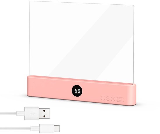 Draagbaar bladwijzerlicht, Flat Book Light met timer, Bright Light Lamp Board Lightwedge Book Light, oogbescherming, dimbaar, Panel Boek Leeslamp voor lezen in bed, Nachtlezen, auto (roze) van Merkloos