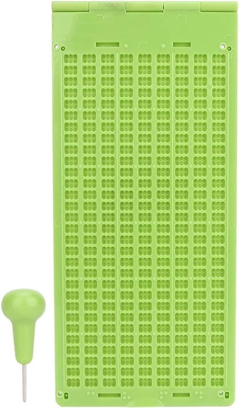Draagbare Braille Leisteen en Stylus 30 Cellen - Plastic Schrijfkit voor Braille - Leerhulpmiddel Braille - Groen
