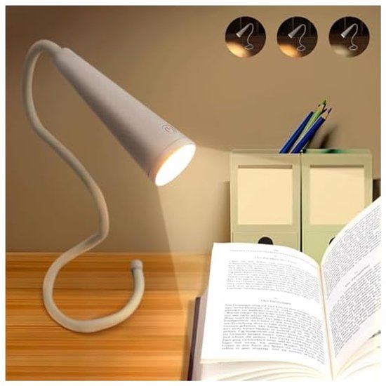 Draagbare oplaadbare LED-leeslamp, 4-in-1, 3 helderheidsniveaus, geschikt voor lezen, werken en studeren in de avond van Merkloos