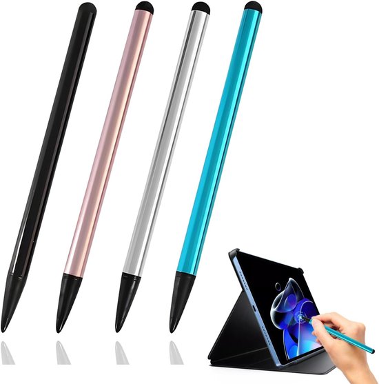 Dubbelzijdige styluspen, 4 compatibel met computers, mobiele telefoons, tablets enz.