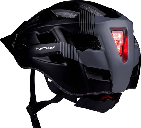 Dunlop Fietshelm - Mountainbike Helm - Maat M - Verstelbaar 55-58cm - LED Verlichting - Zwart van Dunlop