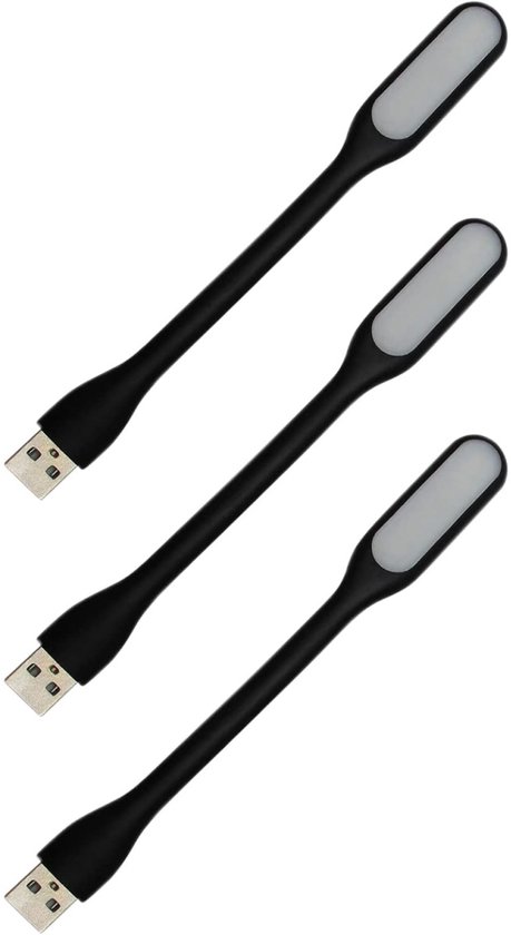 Dussdote Nachtlampje - USB-lampje - Leeslampje - Mini - voor laptops - Zwart van Merkloos