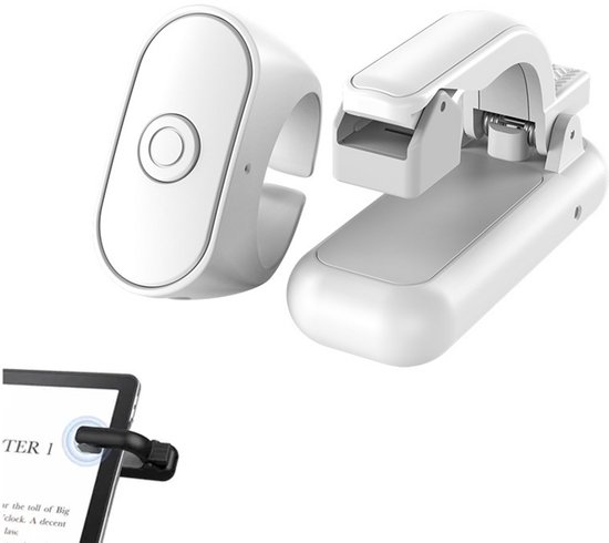 E-Reader draadloze Paginadraaier - 1 stuk - Page Turner - Afstandsbediening voor e-readers - stille bediening - Accessoires - E-Reader Paginaomdraaier - Geschikt voor de meeste populaire e-readers - wit
