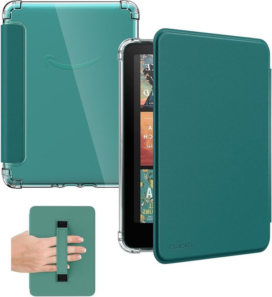 E-reader Hoes - Beschermhoes Flexibel - Onderweg Lezen - Handige Handriem - 7 Inch - Groen