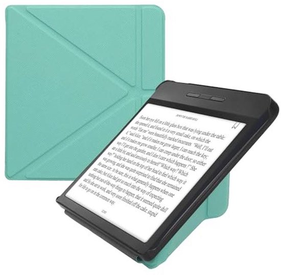 E-reader Hoes Compatible met Kobo Libra H2O - Met Kickstand - Leren Ereader Cover - Mintgroen van Merkloos
