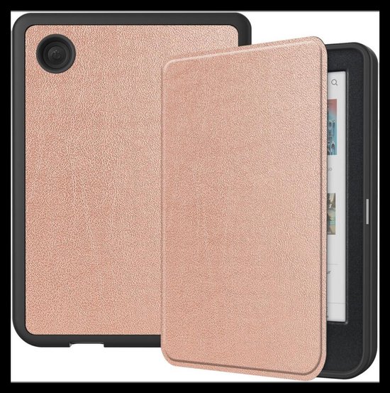 E-Reader Hoes Geschikt voor Kobo Clara Colour / Clara BW - Book Case met Sleep/Wake Functie - Kunstlederen Beschermhoes - Roze van i12Cover