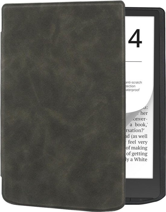 E-Reader Hoes Geschikt voor PocketBook InkPad 4 - Book Case met Sleep/Wake Functie - Kunstlederen Beschermhoes - Grijs van omoton