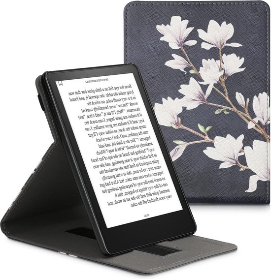 E-reader hoes van kunstleer - Case compatibel met Kindle Paperwhite 11th Generation 2021 - Taupe wit donkergrijs Magnolia van LABILIBI