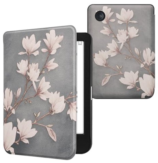 E-reader hoes voor Kobo Clara BW/Colour - Magneetsluiting - Magnolia in taupe/wit/blauw-grijs
