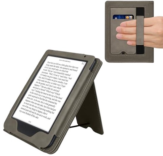 E-reader hoes voor Kobo Clara BW/Colour - PU Leather, Grijs met Hartmotief van Merkloos