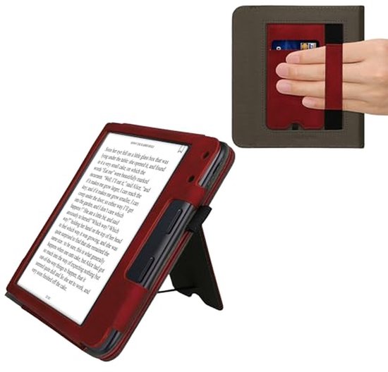 E-reader hoes voor Kobo Libra Colour - PU leren beschermcase met brushed hart in donker rood