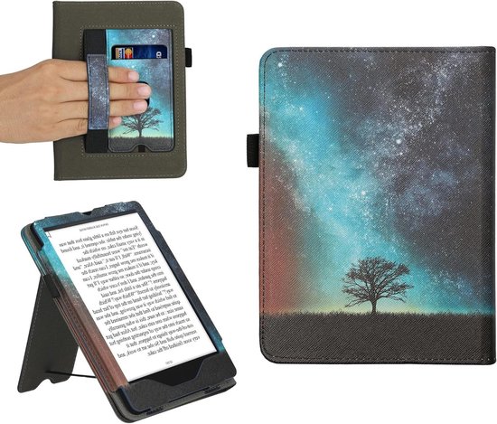 E-reader hoesje - Ereader cover - Apparaat beschermen - Magnetische sluiting - Kindle Paperwhite 11e Gen - Blauw grijs zwart