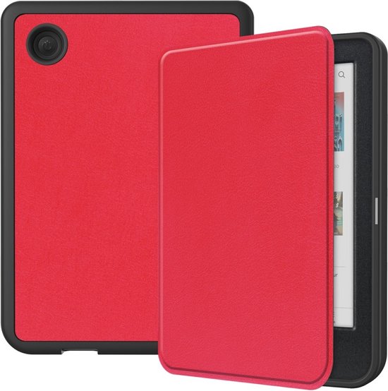 e-Reader Hoesje Leather Book Case met Wake/Sleep-functie - Kobo Clara Colour / Clara BW Hoesje - Rood van $