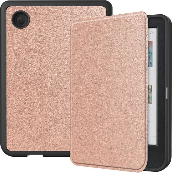 e-Reader Hoesje Leather Book Case met Wake/Sleep-functie - Kobo Clara Colour / Clara BW Hoesje - Rose Gold van $