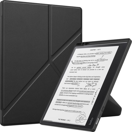 e-Reader Hoesje Origami Book Case met Wake/Sleep-functie - Kobo Elipsa 2E Hoesje - Zwart van Mobiparts