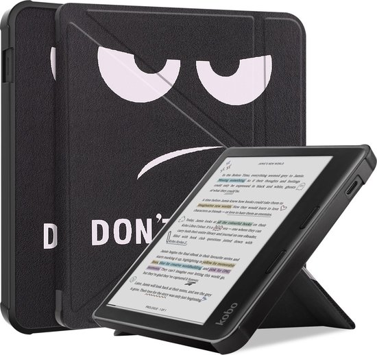 e-Reader Hoesje Origami Book Case met Wake/Sleep-functie - Kobo Libra Colour Hoesje - Don't Touch van iMoshion