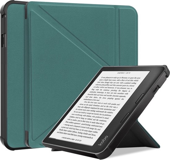e-Reader Hoesje Origami Book Case met Wake/Sleep-functie - Kobo Sage Hoesje - Groen van Just in Case