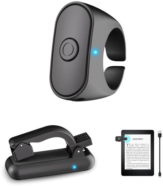 E-reader-pagina-omdraaier — Draadloze pagina-omdraaier — Afstandsbediening voor camera/camcorder — Compatibel met iPad, tablets en mobiele telefoons — Zwart van Merkloos