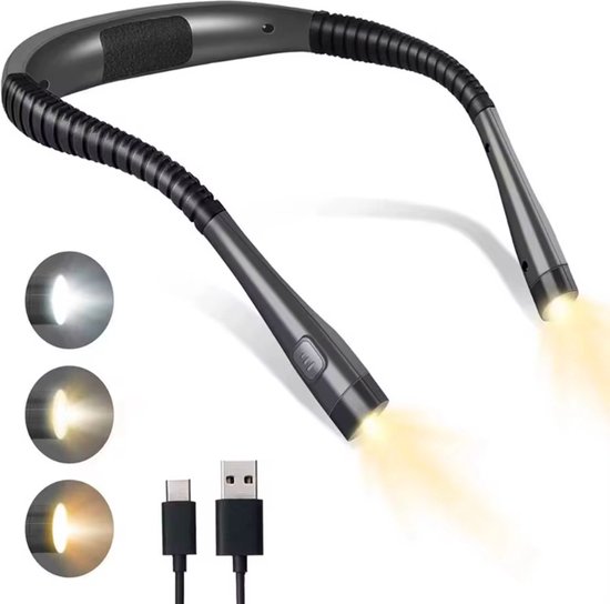 EITIKA - Neklamp - Nekleeslamp - Oplaadbaar - Neklampje - Leeslamp - Voor boek - Leeslampje slaapkamer - Donkergrijs van EITIKA