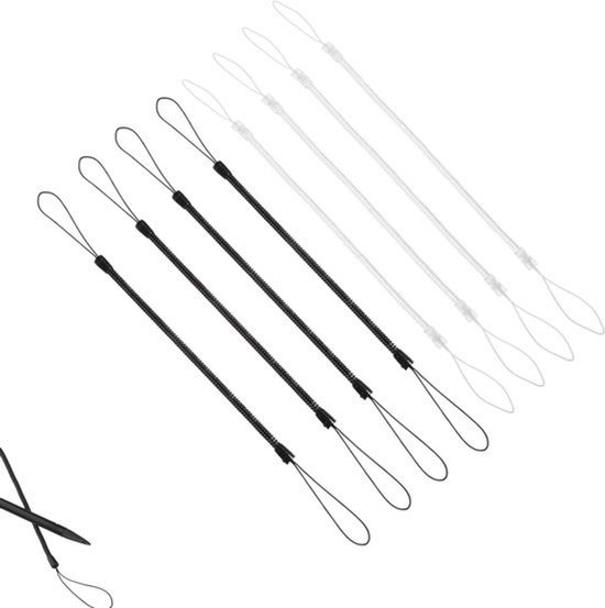 Elastische Spiraalbanden voor Touch Pennen - Intrekbare Veerstiftlijn - Penkoord - Tablet Accessoires - Zwarte en Witte Stylus Houder van Merkloos