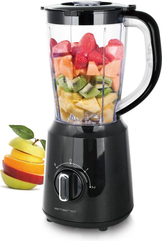 Emerio BL-124816.8 - Blender - BPA-vrij, crush ijs-functie, 1,5 liter, 2 snelheden + pulse-functie, meseenheid van roestvrij staal, veiligheidsschakelaar, vaatwasmachinebestendig, 500 watt van Emerio