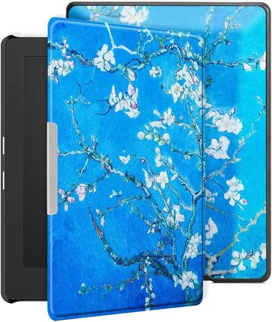 eReader Cover - Boekhoesje Beschermhoes - Lezen Beschermen - Automatische Slaapfunctie - 6.8 inch - Blauw Wit Bruin