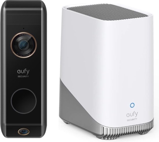 Eufy 2K Video Deurbel Dual 2 Pro + HomeBase 3 - Deurbelset - inclusief dubbele deurbelcamera en verstelbare Doorbell camera van Eufy