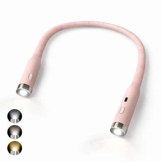 Felence - Nekleeslamp - Leeslamp - Neklamp - USB-Oplaadbaar - Handsfree - Ultraflexibel - 3 helderheidsniveaus instelbaar - Leeslamp voor op bed - Geschikt voor lezen, reizen, breien, haken en kamperen - Roze, Zilver van Merkloos