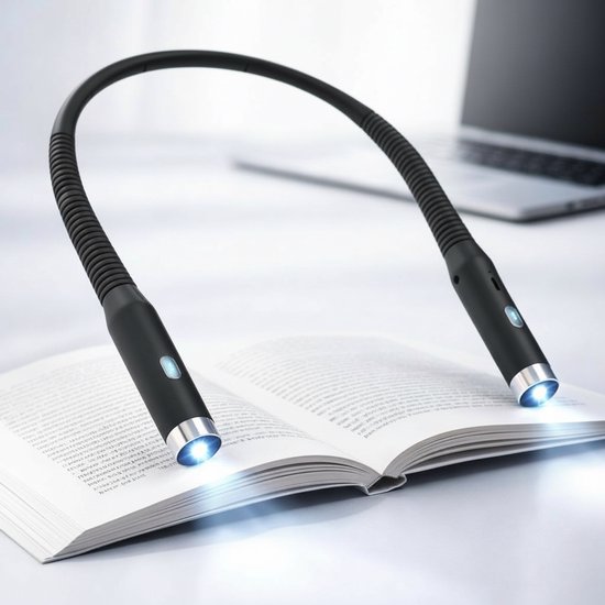 Felence Nekleeslamp - Leeslamp - Neklamp - USB-Oplaadbaar - Outdoorlamp - Handsfree - Ultraflexibel - 3 helderheidsniveaus instelbaar - Leeslamp voor op bed - Geschikt voor lezen, reizen, breien, haken en kamperen - Zwart en Zilver van Merkloos