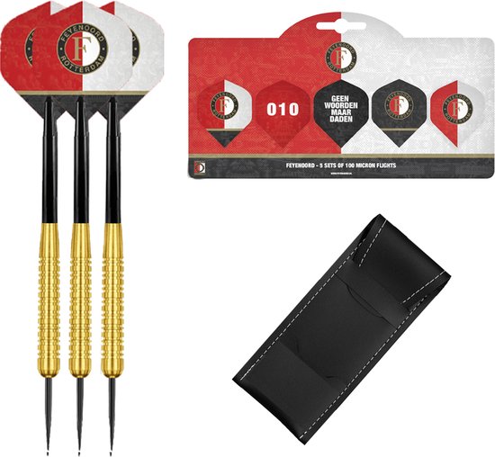 Feyenoord Dartpijlen - Gold - 23 gram - Multipack 5 Sets Dart Flights - Dart Shafts - Darts - Cadeau van Feyenoord