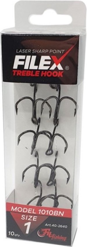 Filex Treble Hook - Haakmaat #4 - 10 stuks - Zwart - Roofvis Dreggen - Dreghaak voor Roofvissen - Kunstaas & Doodaas Haak van Filex