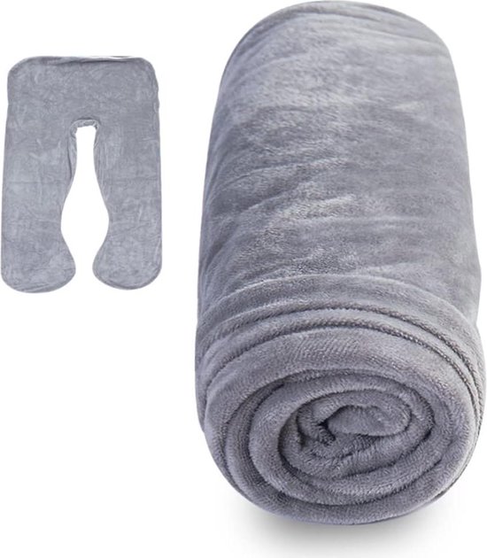 Fluwelen kussensloop voor zwangerschapskussen - Vervangende hoes - 140 x 70 cm - Grijs zwangerschapskussen hoes xxl van Fluwelen