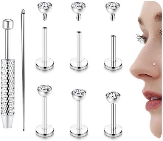 G23 Titanium Helix Piercing Sieraden Kraakbeen Oorbellen Intern Schroefdraad Platte Terug Oor Piercing Labret Conch Piercing Hypoallergene Helix Oorbellen Zilver Goud Tragus Piercing Sieraden