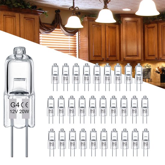 G4 Halogeen Lichtbron - 20 Watt - 12V - Warm Wit - Dimbaar - 30 Stuks van Merkloos