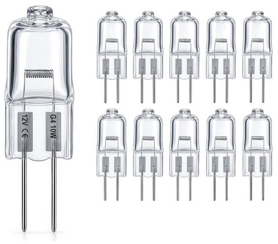 G4 Halogeenlamp - 10-delig Voordelig Pakket 12V 10W 2-pins Voet - Hoge Lichtopbrengst 150 Lumen & Lange Levensduur 3000 Uur - Dimbaar, CRI 100 & 2800K Warm Wit Licht - Ideaal voor Inbouwspots en Vitrineverlichting van Merkloos