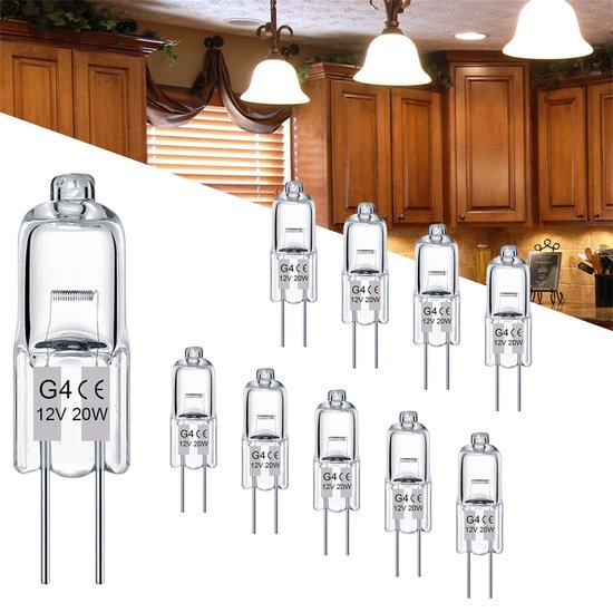 G4 Halogeenlamp 12V - 20W 280lm - Halogeen Lampjes Insteek - Warm Wit Licht - Dimbaar - 10 Stuk van Merkloos