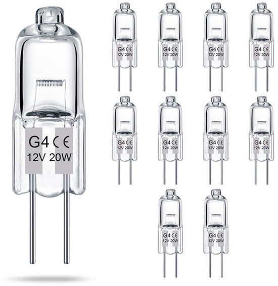 G4-lamp (10 Stuks) Kristalheldere Halogeenlamp 2-pins 12V 20W JC T3 Bi-pins G4-fitting Dimbaar 2700K Warmwit 2-pins Lamp Voor Onderkastverlichting, Kroonluchters En Tuinverlichting van Merkloos