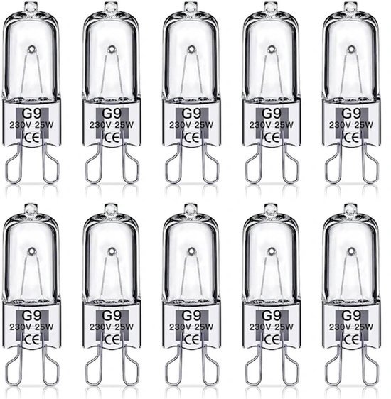 G9 Halogeenlamp - 10-delig Voordelig Pakket 230V 25W G9-pins Voet - Vervanging voor G9 LED-lampen, Dimbaar 2800K Warm Wit Licht - Geschikt voor Kroonluchters, Hanglampen, Inbouwverlichting en Afzuigkappen van Merkloos