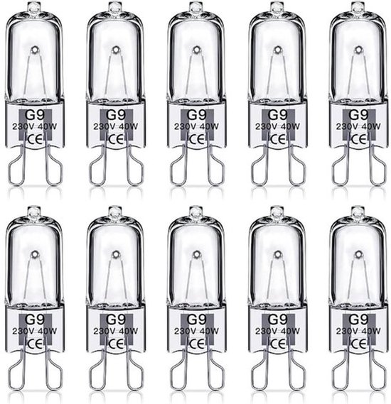 G9 Halogeenlamp - 10-delig Voordelig Pakket 230V 40W - 2800K Warm Wit Licht & Dimbaar - Universele Vervanging voor G9-fitting - Geschikt voor Wandlampen, Kaarslampenfittingen en Staande Lampen van Merkloos
