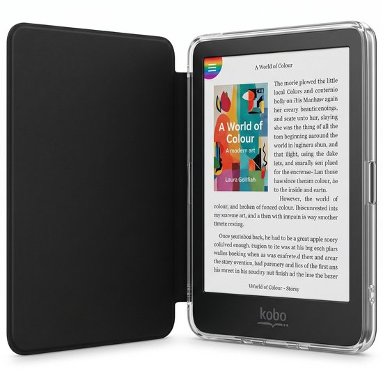 Geschikt voor Kobo Clara BW / Clara Colour / Clara 2E Hoes - Magnetische Sleepcover - Transparante Backcover - Zwart
